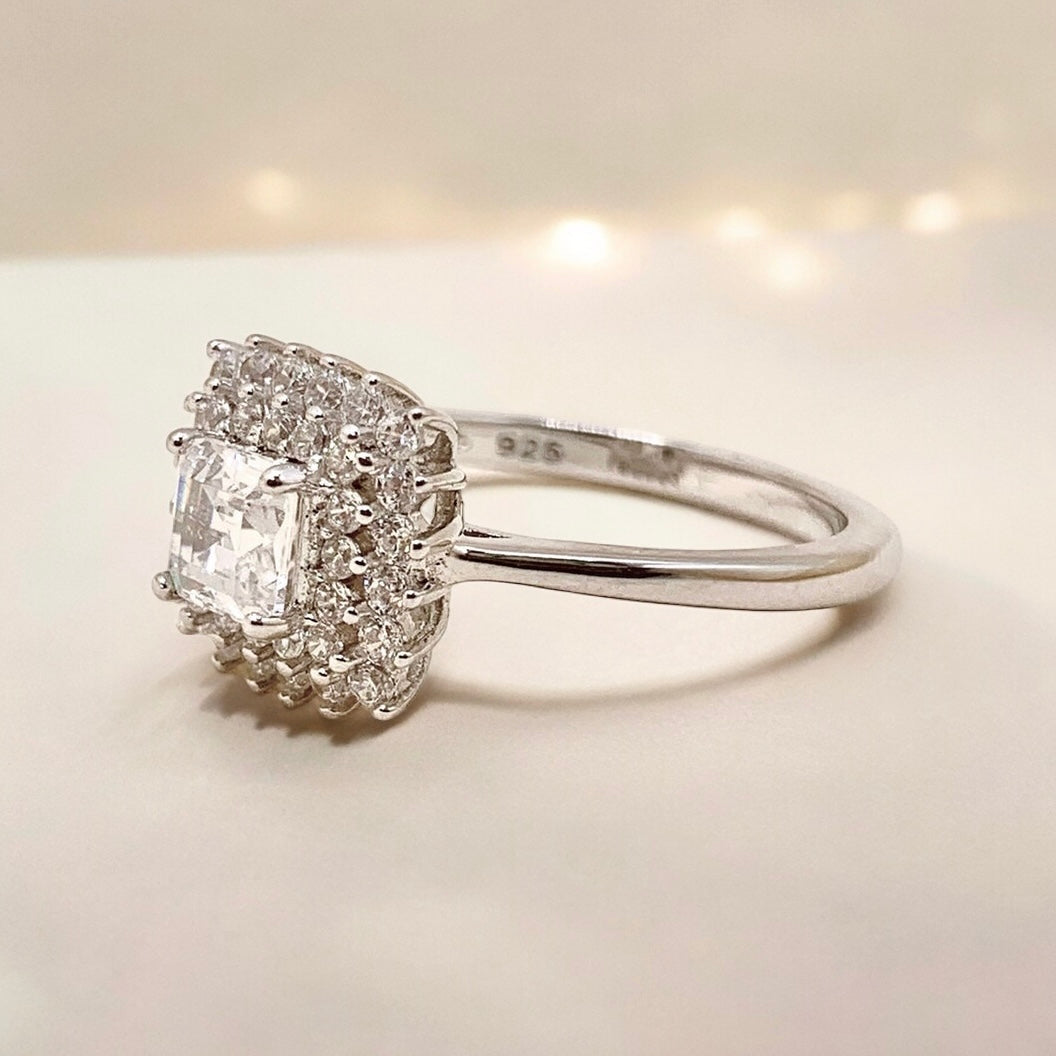 Square and Round Cute Cz Ring
