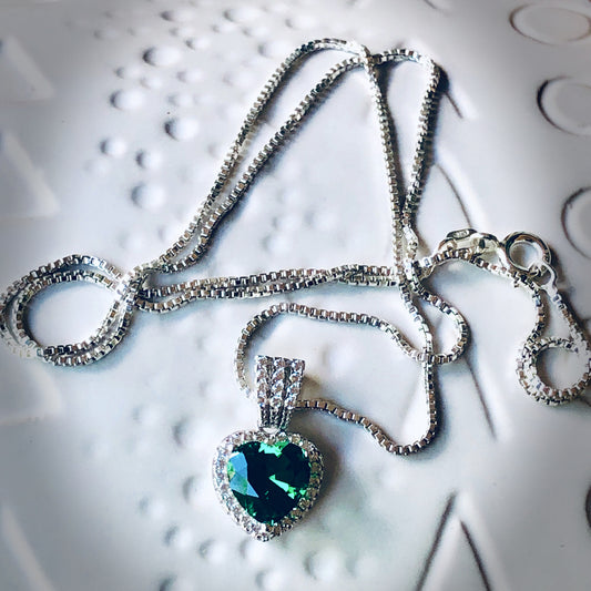 Emerald Heart Cz Necklace