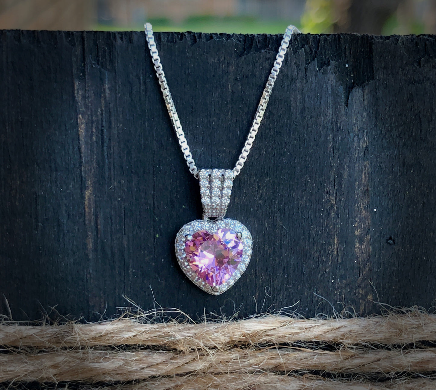 Pink Heart Cz Necklace