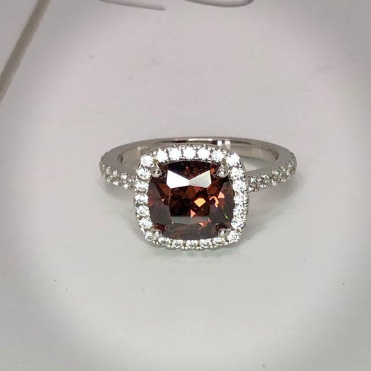 Brown Cz Square Ring