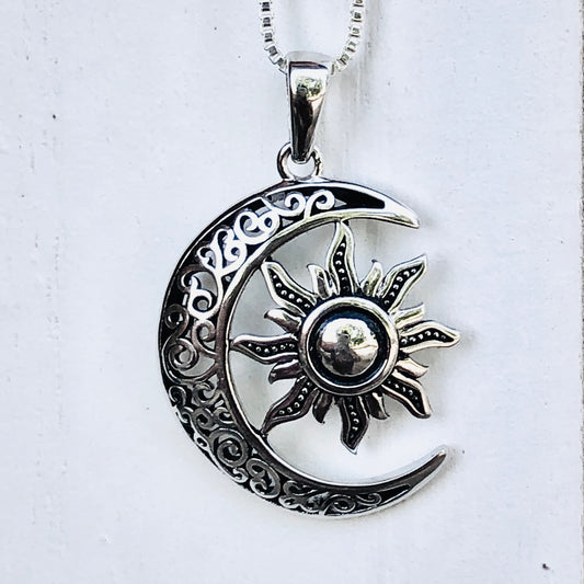 Moon and Sun Sterling Silver Necklace