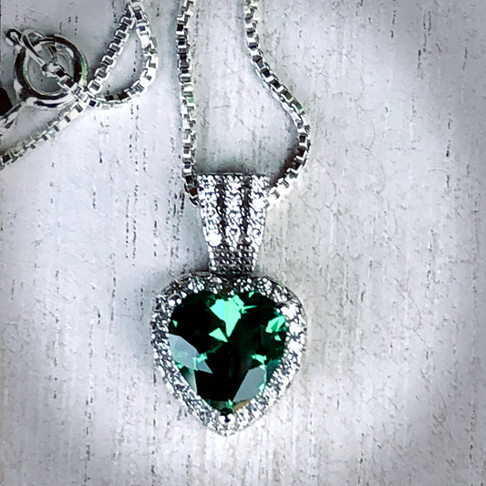 Emerald Heart Cz Necklace