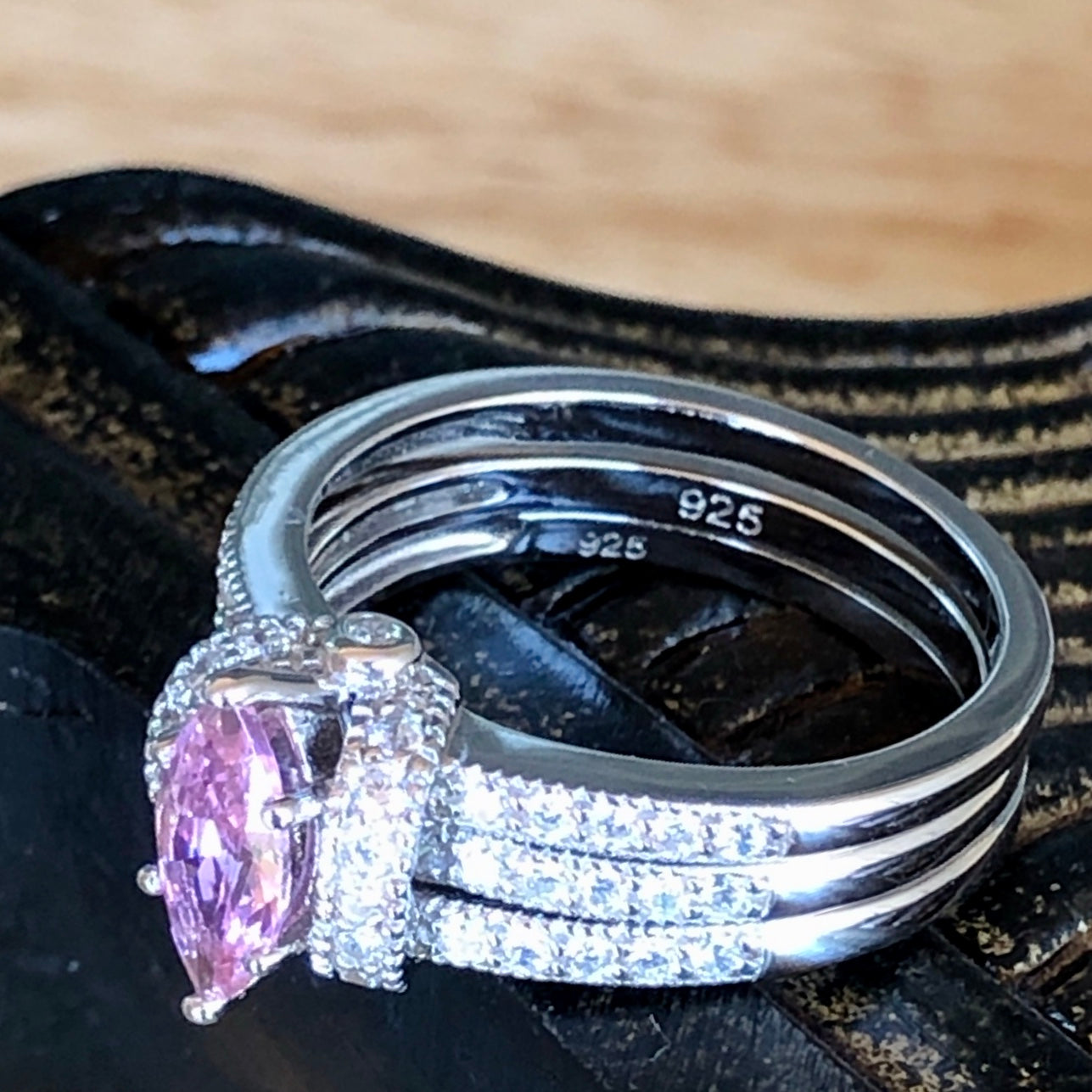 Pink Marquis Cz Ring Set